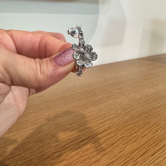 Kate Spade Silver Floral Hoop Earrings - Picture 4 of 5